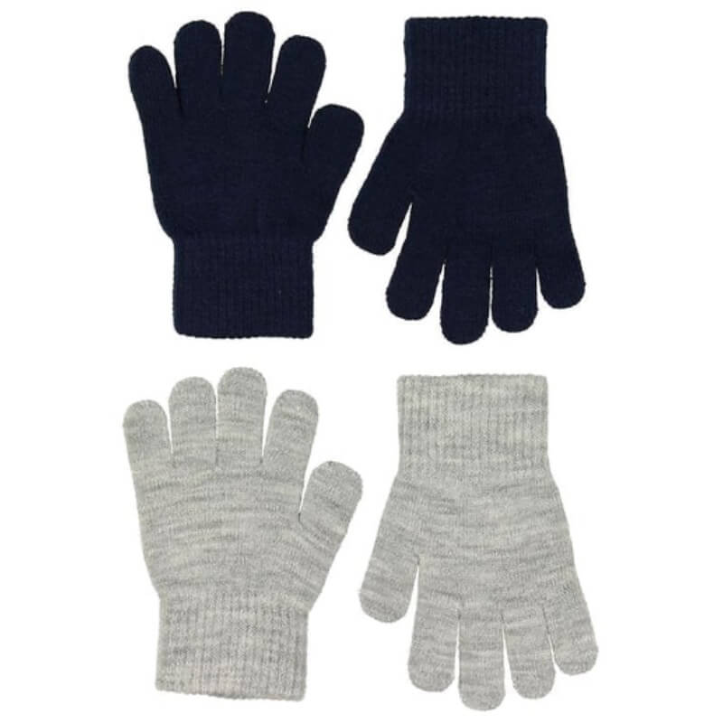 Melton  Strik fingrehandsker 2 pak  Navy/Grey  1014 år