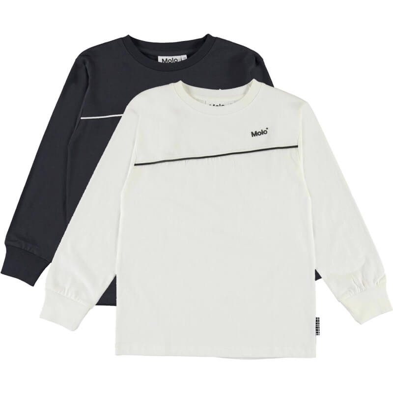 Se Molo - Rasmono 2-Pack White/Black Shirt - 116 / Sort/Hvid hos Lillepip.dk