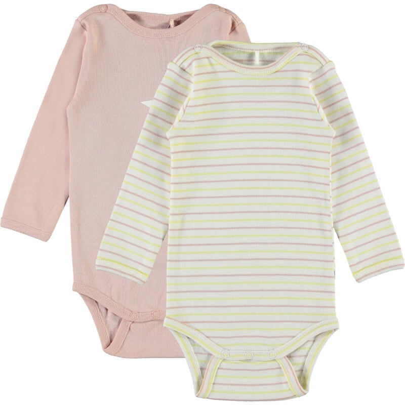 Molo - Foss Body 2 Pack - Blush & Striped - 68 / Rosa & Striped