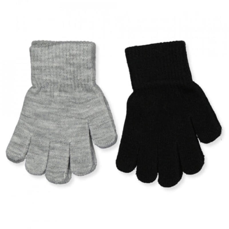 Billede af Melton - Strik handsker 2-pak - Dark grey melange - 6-10 år