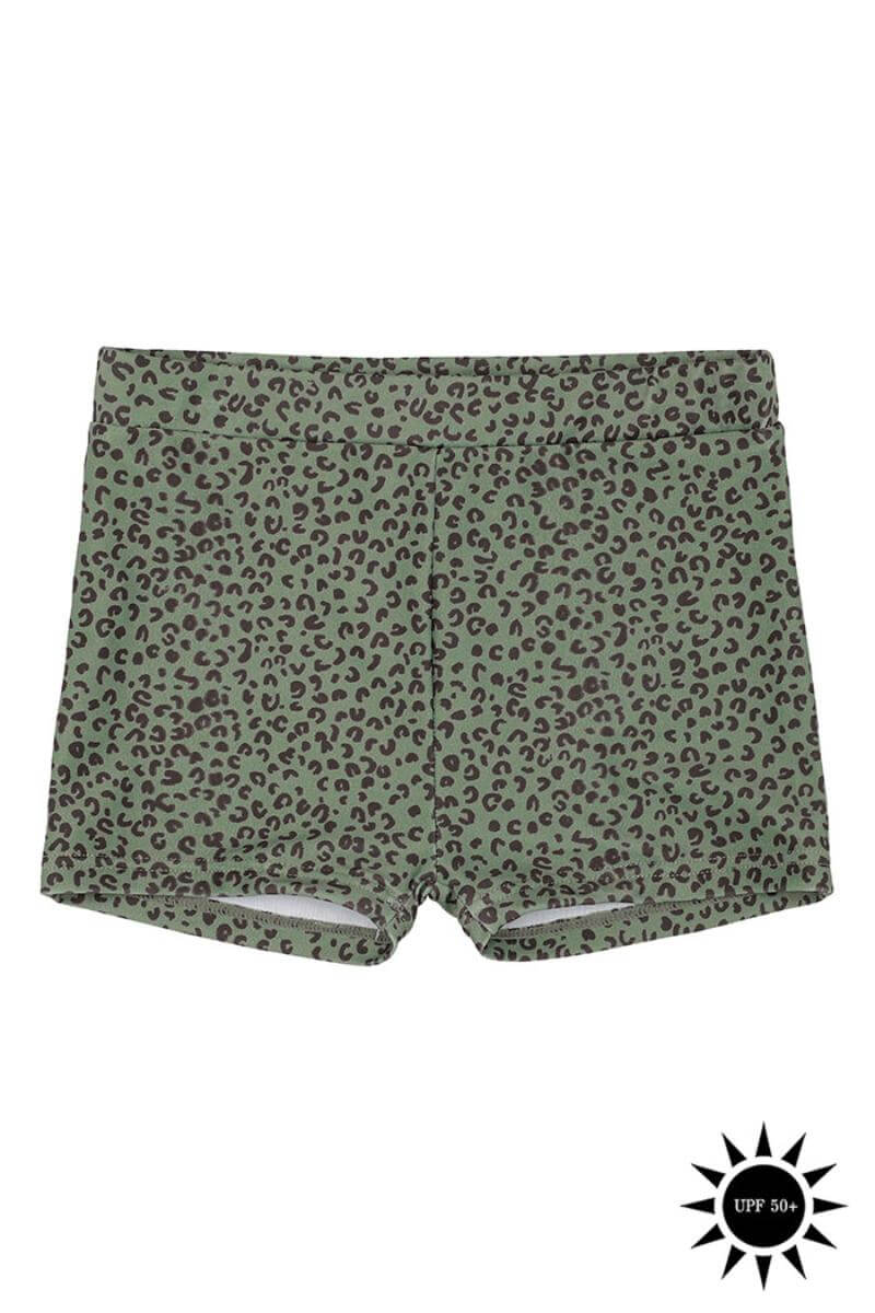 Billede af Soft Gallery - Badebukser Don Swim Pants - Oil Green AOP Leospot - 6 år