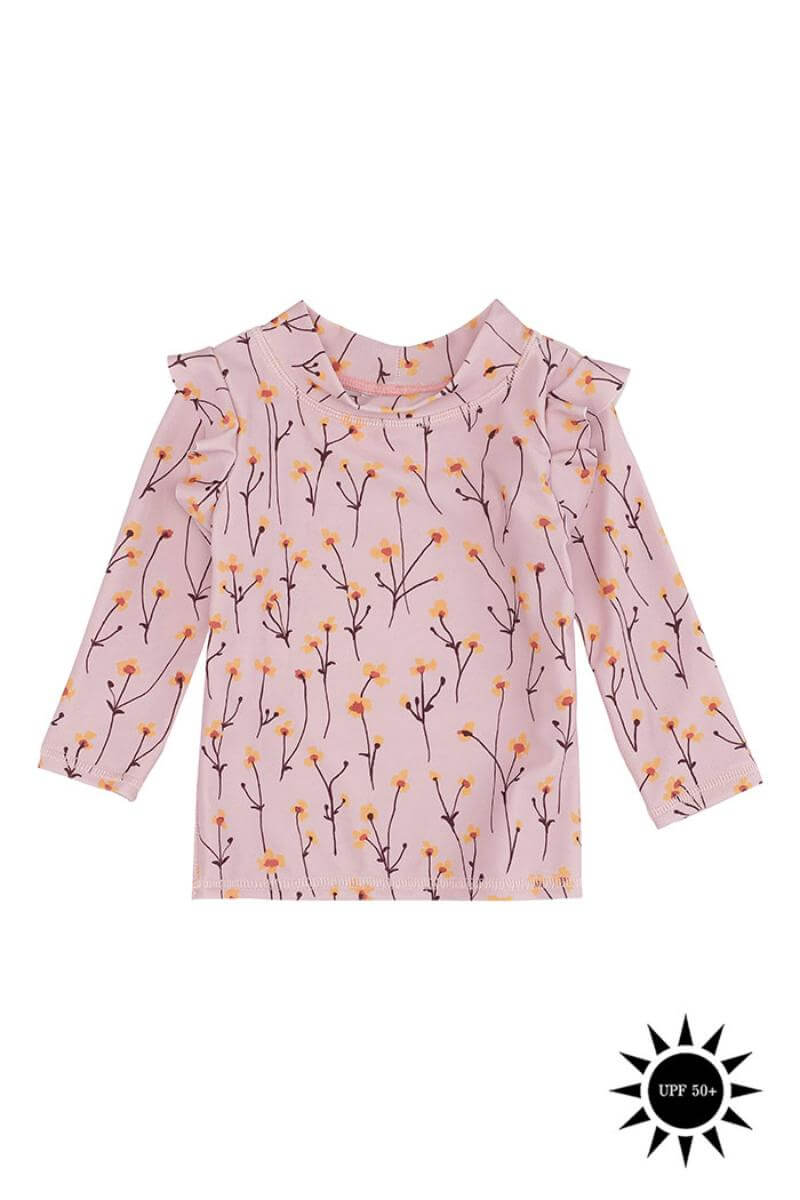 Se Soft Gallery - Badebluse Baby Fee Sun Shirt - Dawn Pink AOP Buttercup S - 68/6 mdr. hos Lillepip.dk