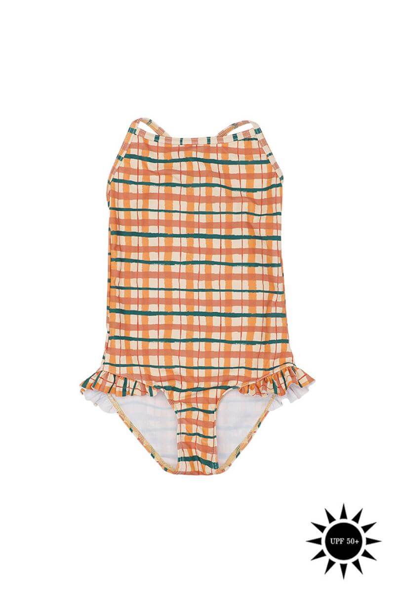 Soft Gallery - Ida Swimsuit Badedragt - Winter Wheat AOP Check - 152/12 år