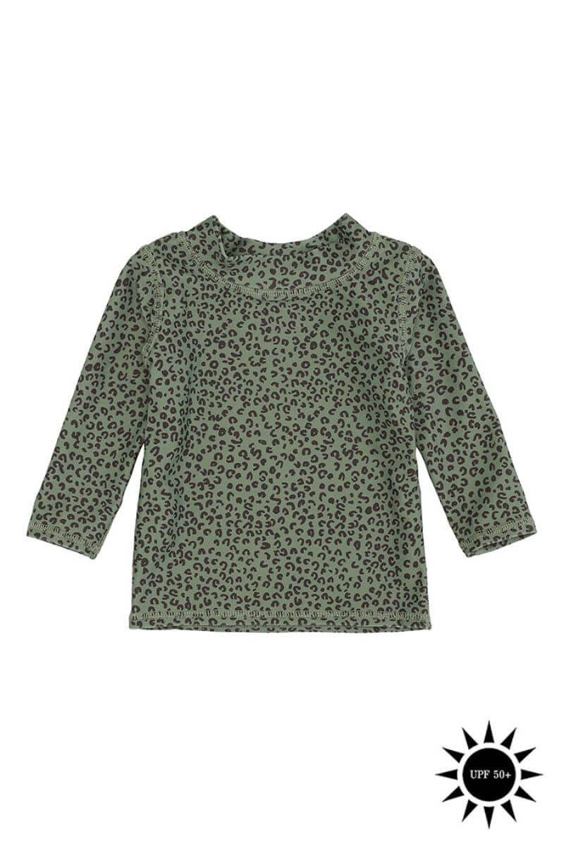 Soft Gallery - Badebluse Baby Astin Sun Shirt - Oil Green AOP Leospot - 62/3 mdr.