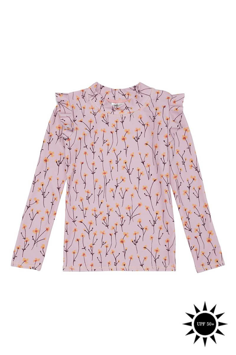 Soft Gallery - Badebluse Fee Sun Shirt - Dawn Pink AOP Buttercup S - 4 år