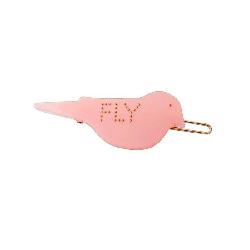 Design Letters - Iconic Hair Clip Sitting Bird - Light Pink - One size