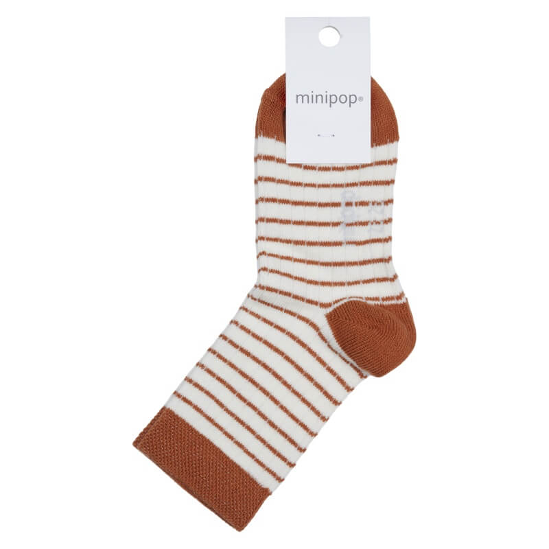 MiniPop -  Bamboo Ankle Socks - Camel/Cream - 27-30 (5-6 år)