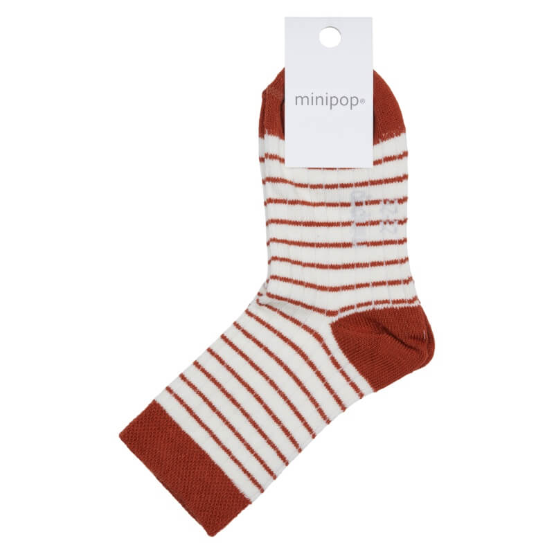 MiniPop Bamboo Ankle Socks - Rust/Cream - Str. 31-34 (7-8 Ã¥r)