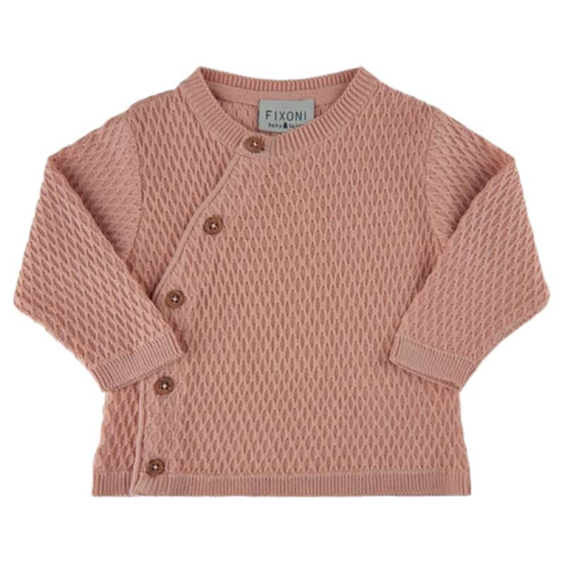 #2 - Fixoni - Baby Girl Knit Cardigan - Rose - 86