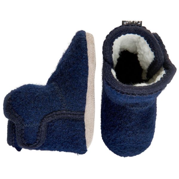 Billede af CeLaVi - Baby Uld Sko Velcro - Dark Navy - 17/18