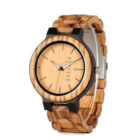 montre en bois homme robuste sable