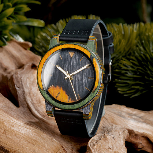 Montre en bois homme Kernel Ecorce Cuir