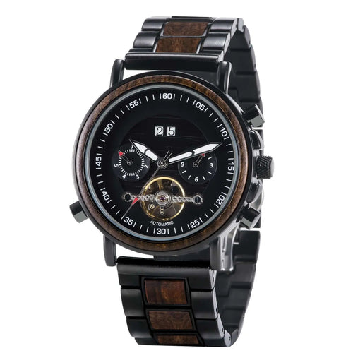 Montre en bois homme Robuste Aviateur Ebène