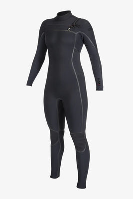 O'Neill Women's Hyperfreak Fire 4/3mm+ Chest Zip Full Wetsuit | BLK