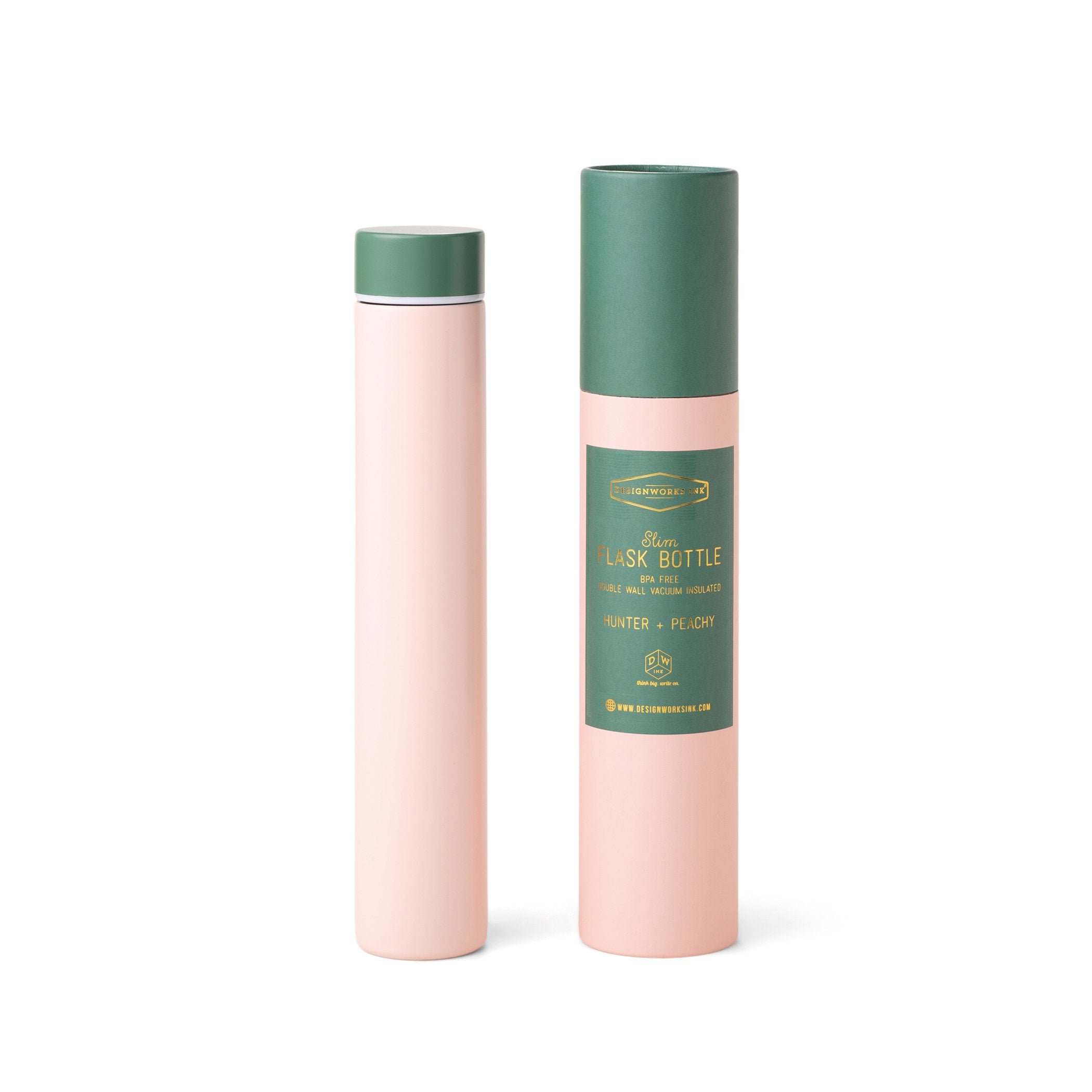 Slim Flask Bottle - Blush & Green - DesignWorks Ink product image