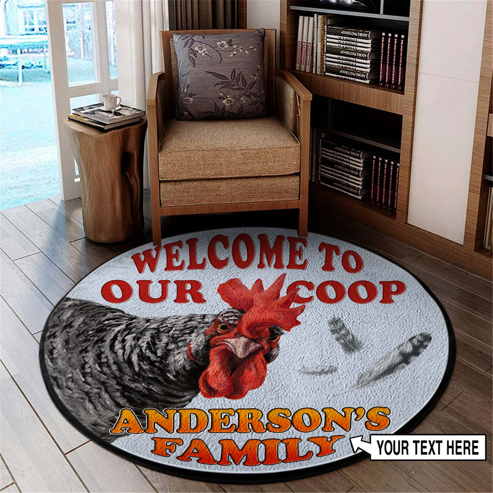 Personalized Chicken Funny Welcome Round Mat 07428