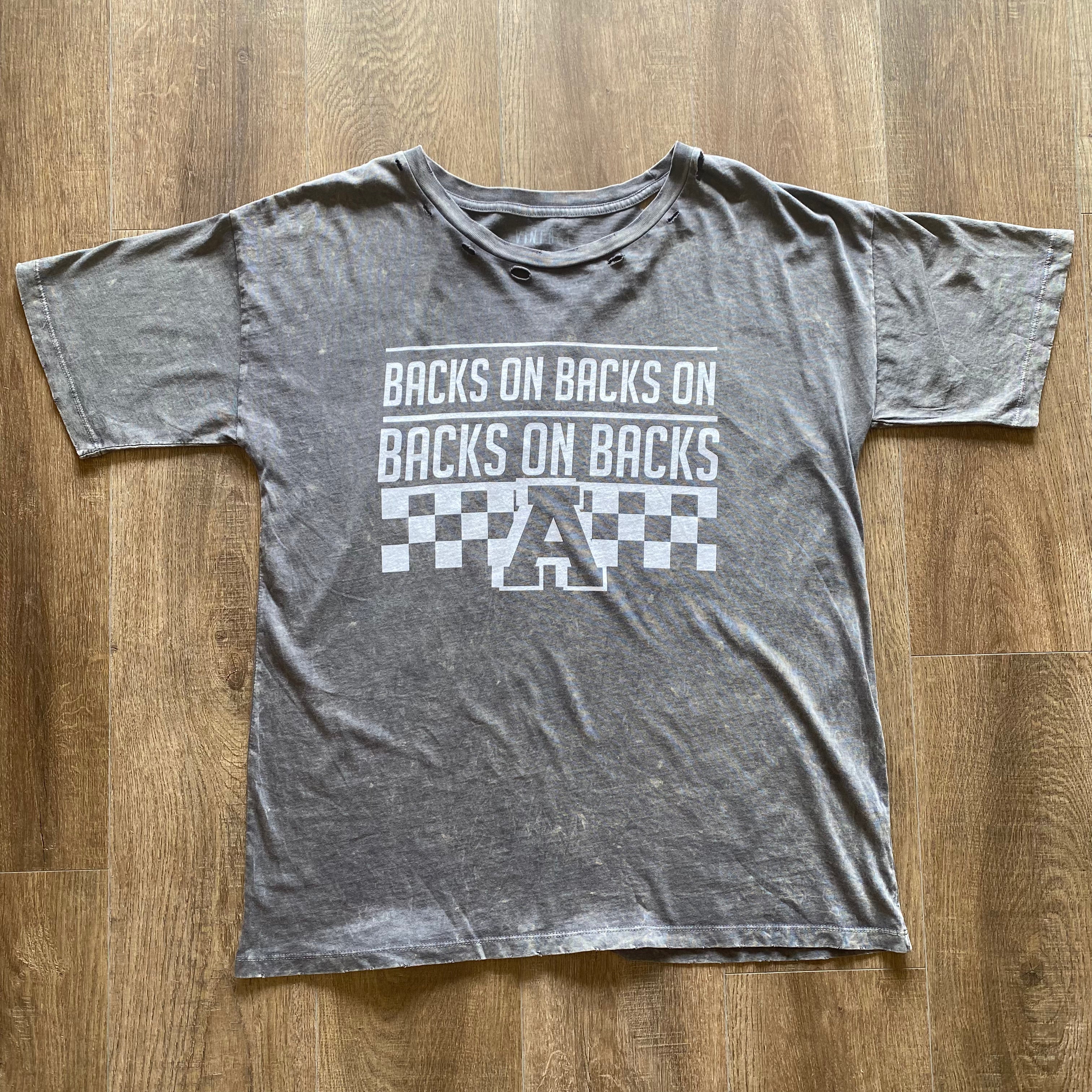 Backs on Backs on Backs ::: Women's Distressed Tee - Charcoal Grey