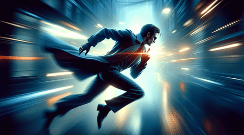 A cinematic illustration of a spy in action with a sense of intrigue and suspense