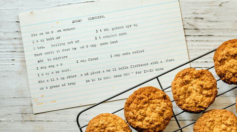 vintage recipe with cookies on a table
