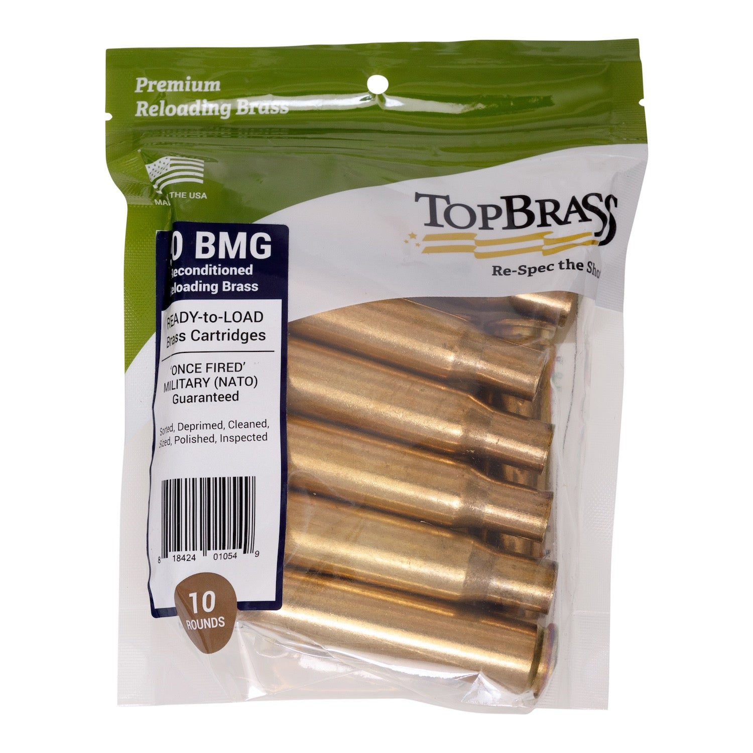 Top Brass 308 Winchester Reconditioned Unprimed Rifle Brass 500