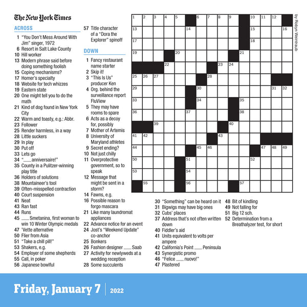 The New York Times Daily Crossword PageADay Calendar for 2022 A Year