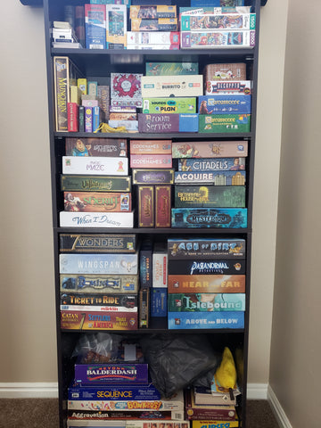 Kara's board game shelf