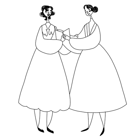 Drawing of Helen Keller and Anne Sullivan