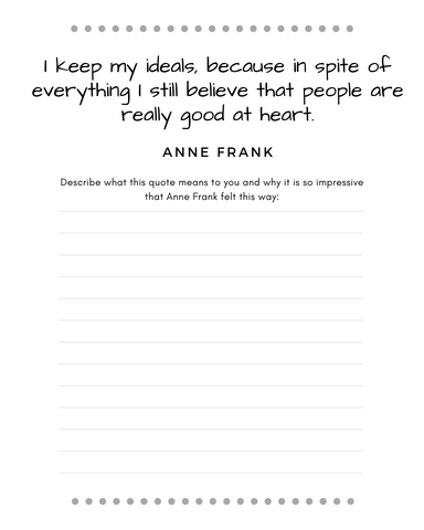 Dear Daughter Journal- Anne Frank prompt |Daisy May & Me|