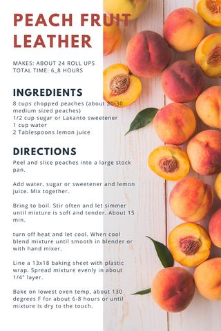 Homemade peach fruit roll up recipe