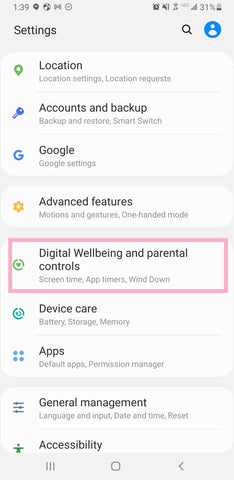 Digital Wellness settings
