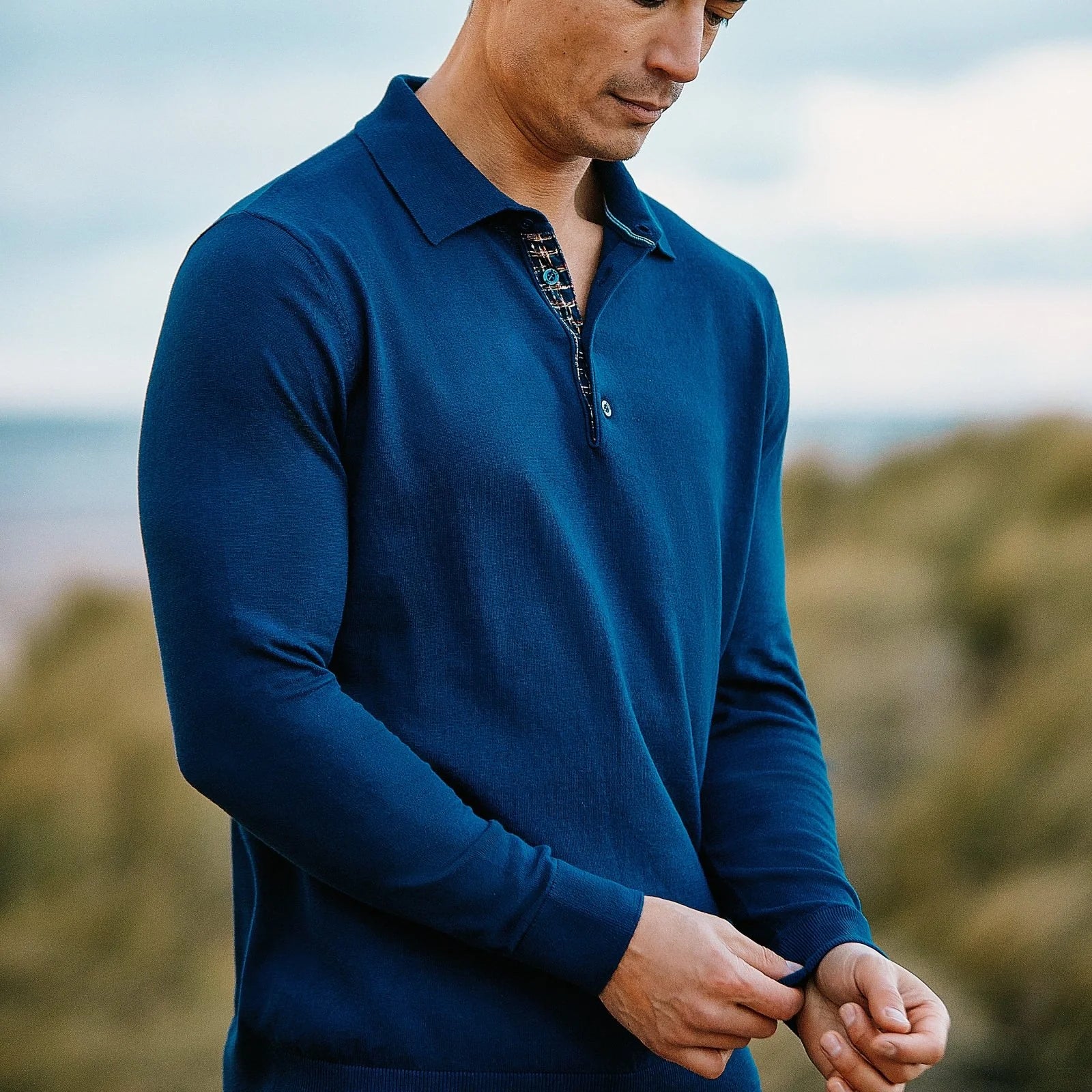 Men's Navy Knit Polo