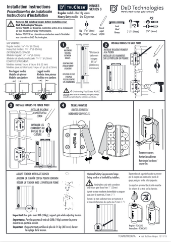 Fitting Instructions Truclose Regular for Gate Hinges