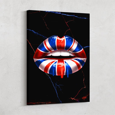 Louis Vuitton Dripping Lips White Can - Canvas Print