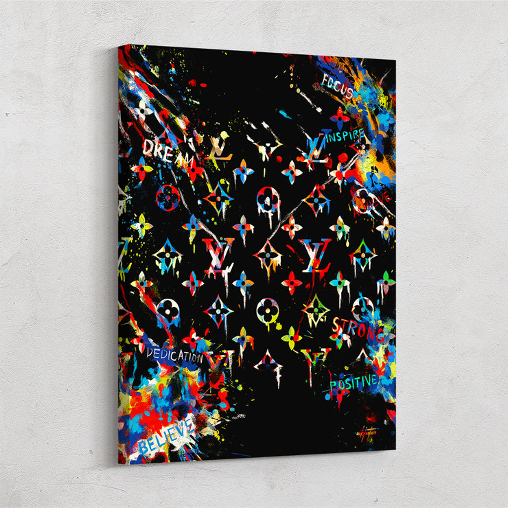 Louis Vuitton Dripping Logo Patter - Canvas Wall Art