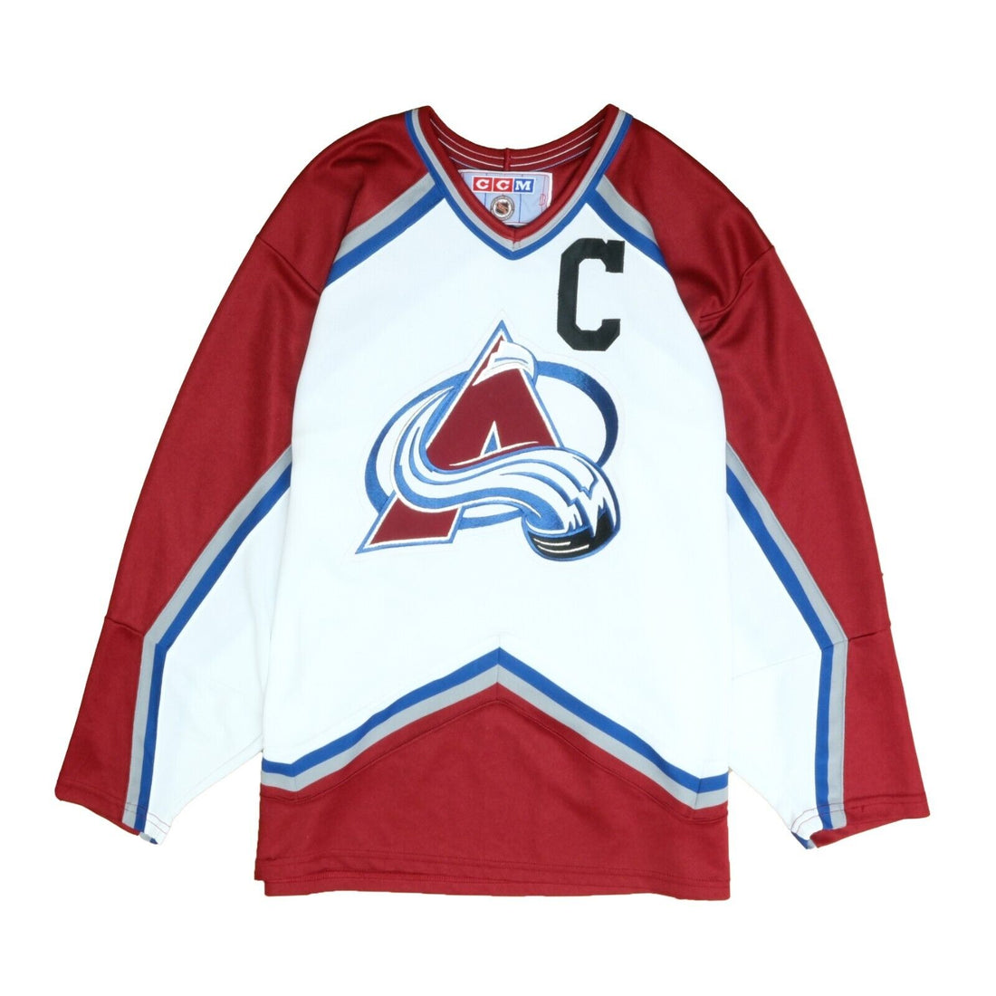 Vintage 90s CCM NHL Colorado Avalanche White Hockey Jersey Men’s Size XL