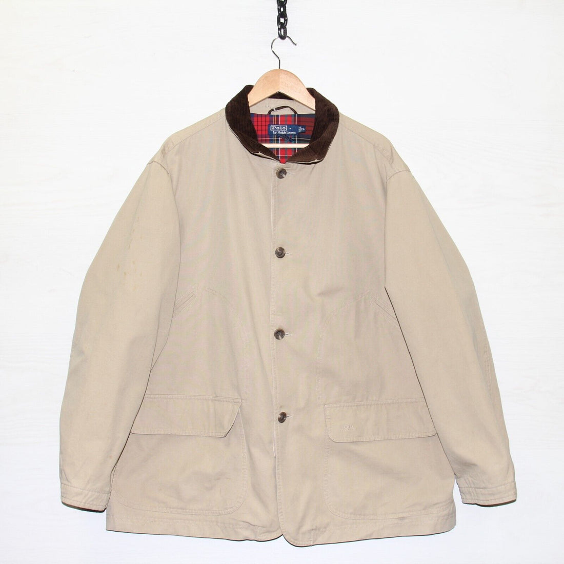 Vintage Polo Ralph Lauren Plaid Lined Chore Coat Jacket Size XL Beige –  Throwback Vault
