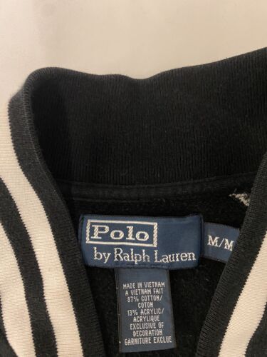 Vintage Polo Ralph Lauren Varsity Full Zip Sweatshirt Size Medium Blac –  Throwback Vault