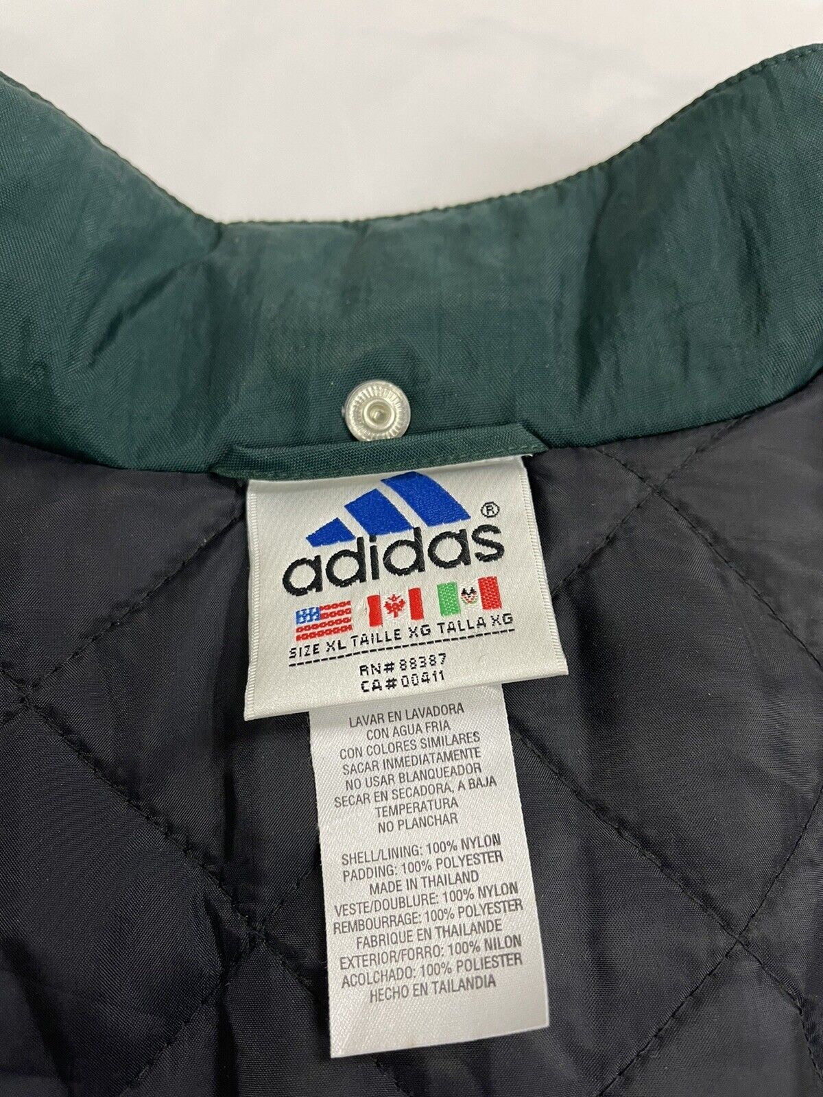 Vintage Adidas Parka Coat Jacket Size XL Green 90s Insulated