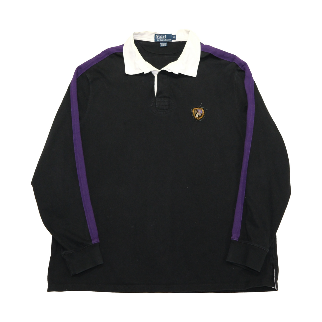 Vintage Polo Ralph Lauren Crest Rugby Shirt Size XL Black Purple –  Throwback Vault