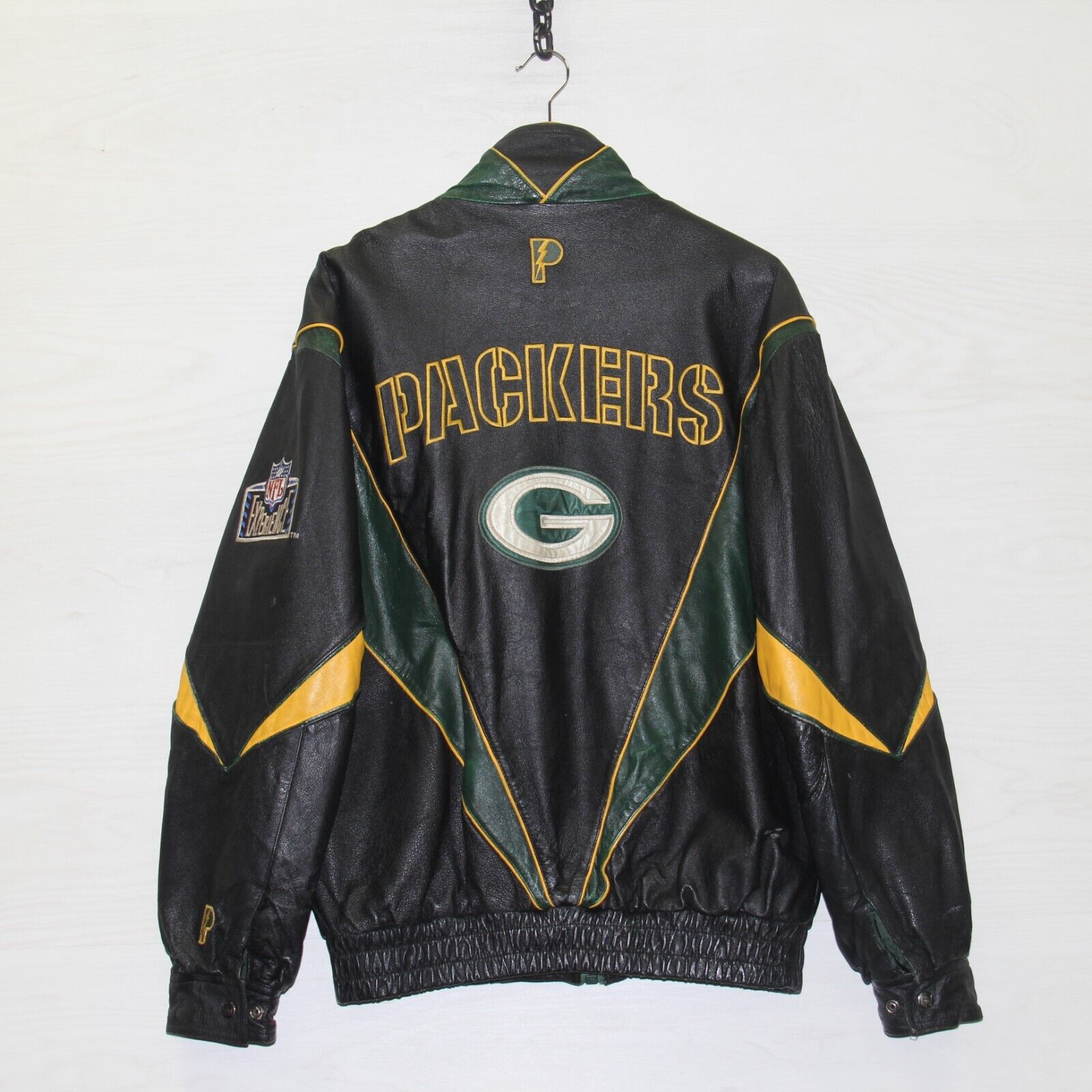 Vintage Green Bay Packers Pro Player Leather Jacket Size Medium NFL 90s