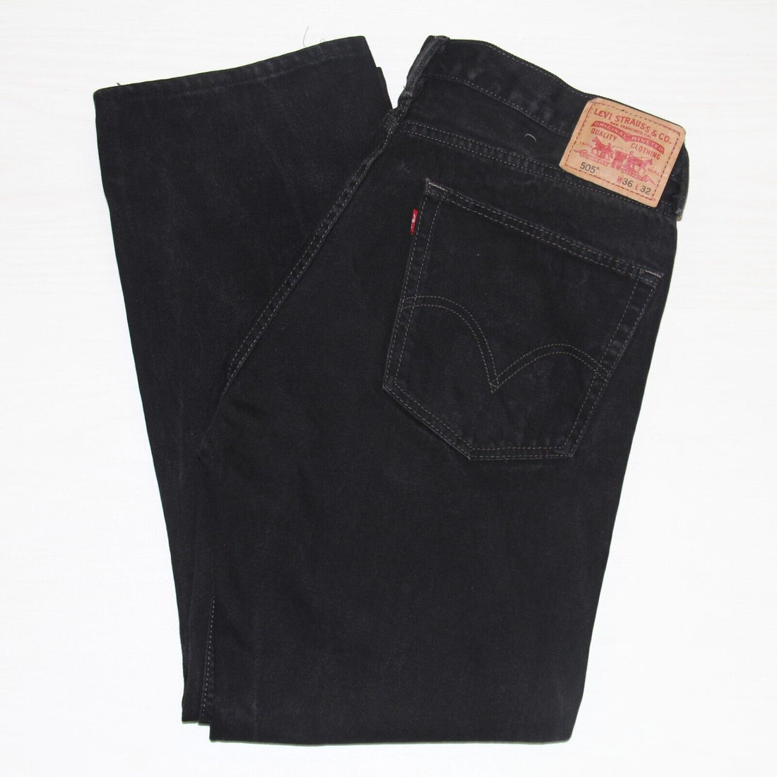Levi Strauss & Co 505 Denim Jeans Size 36 X 32 Black Straight Fit –  Throwback Vault