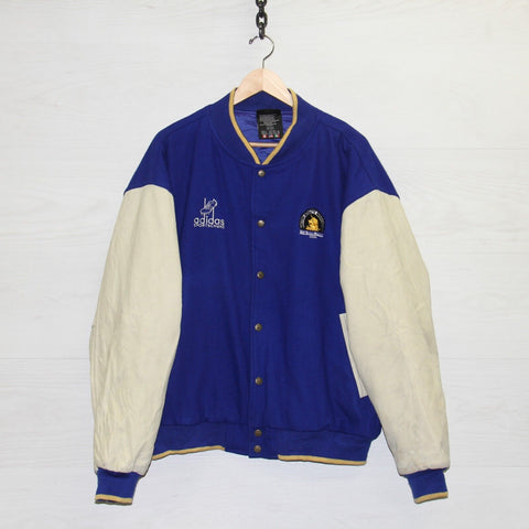 Vintage Adidas Boston Marathon Varsity Jacket Size Large 1996 90s Blue BAA
