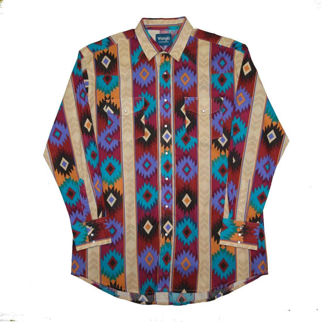 Vintage Wrangler Aztec Western Long Sleeve Button Up Shirt Size XL Mul –  Throwback Vault