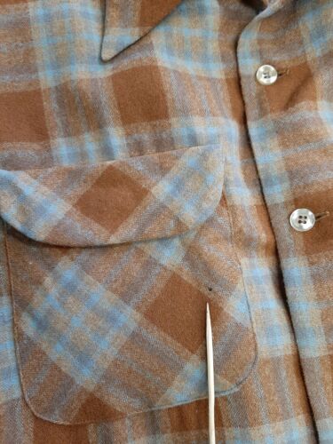 Vintage Pendleton Wool Board Button Up Shirt Size Medium Brown
