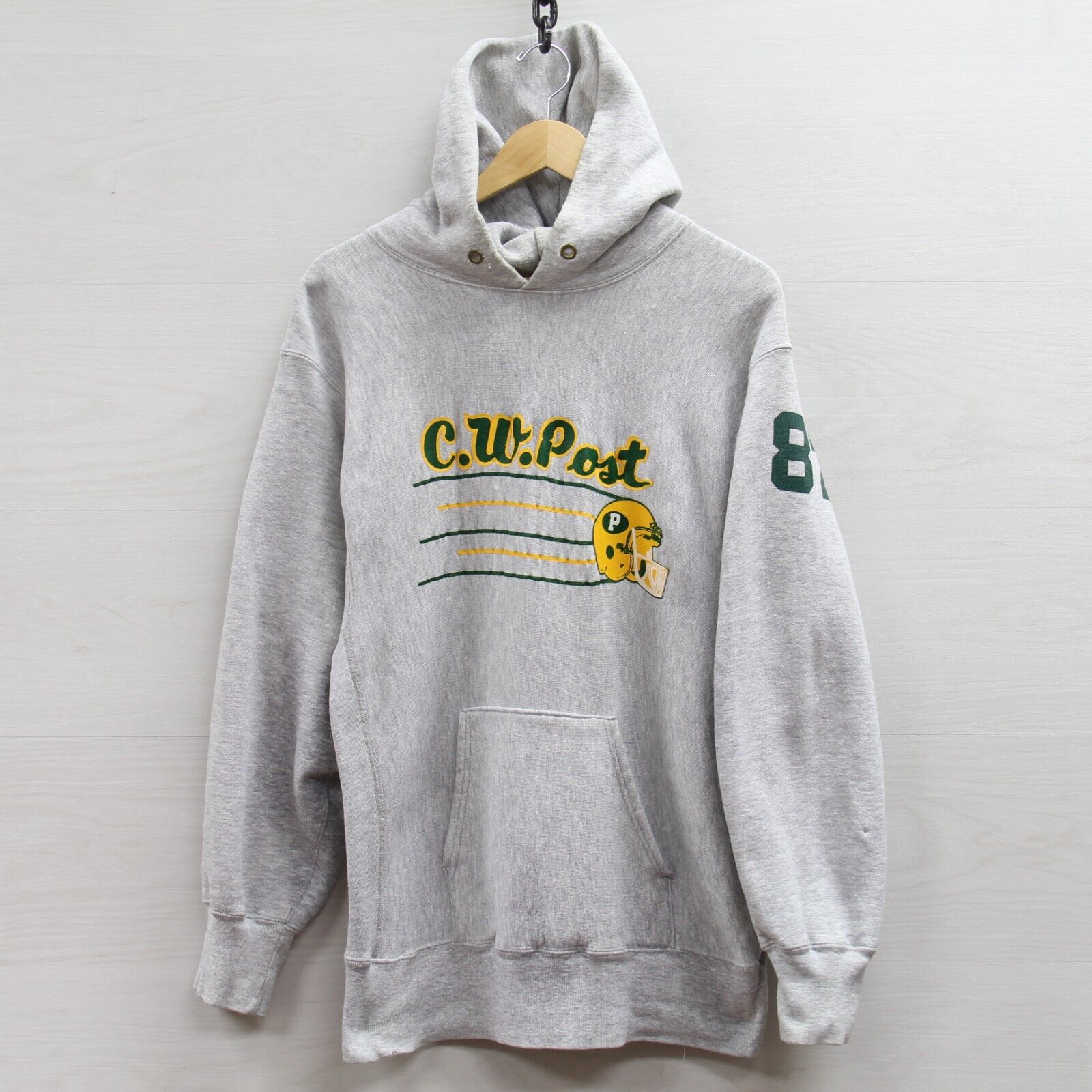 Vintage CW Post Football Champion Reverse Weave Sweatshirt Hoodie Size XL  80s