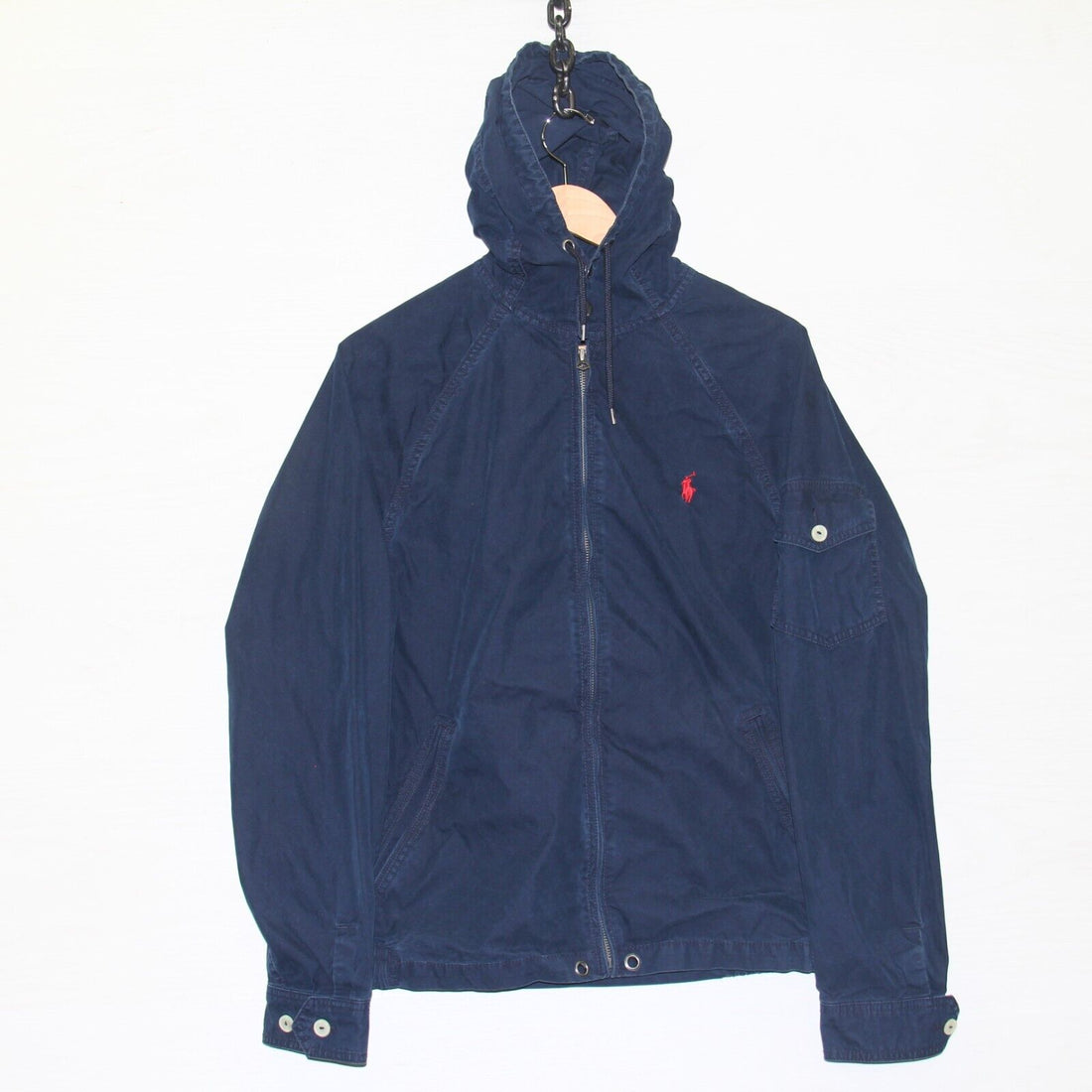 Polo Ralph Lauren Harrington Light Jacket Size Medium Blue Hooded –  Throwback Vault