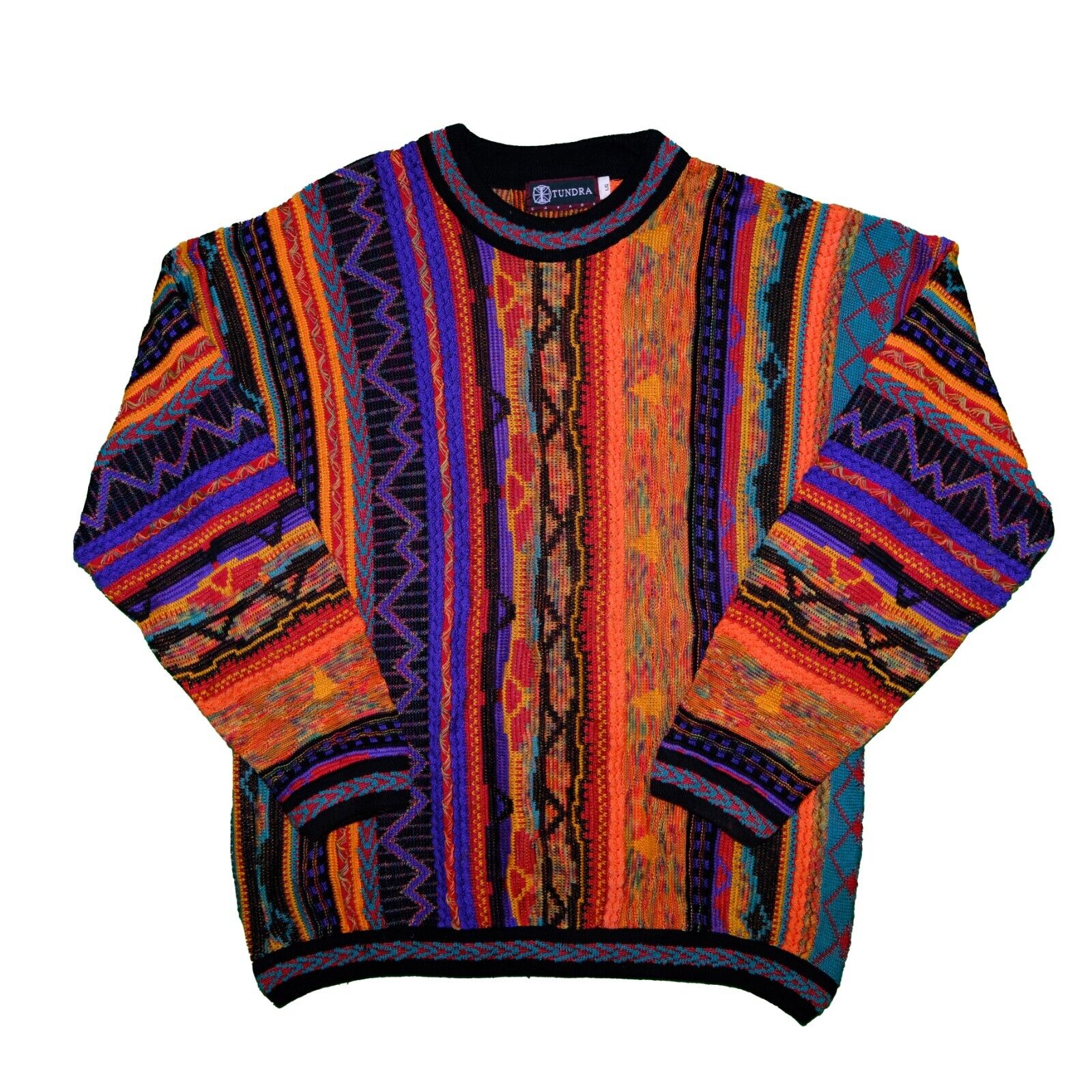 Vintage Tundra Canada 3D Knit Crewneck Sweater Size Large Coogi