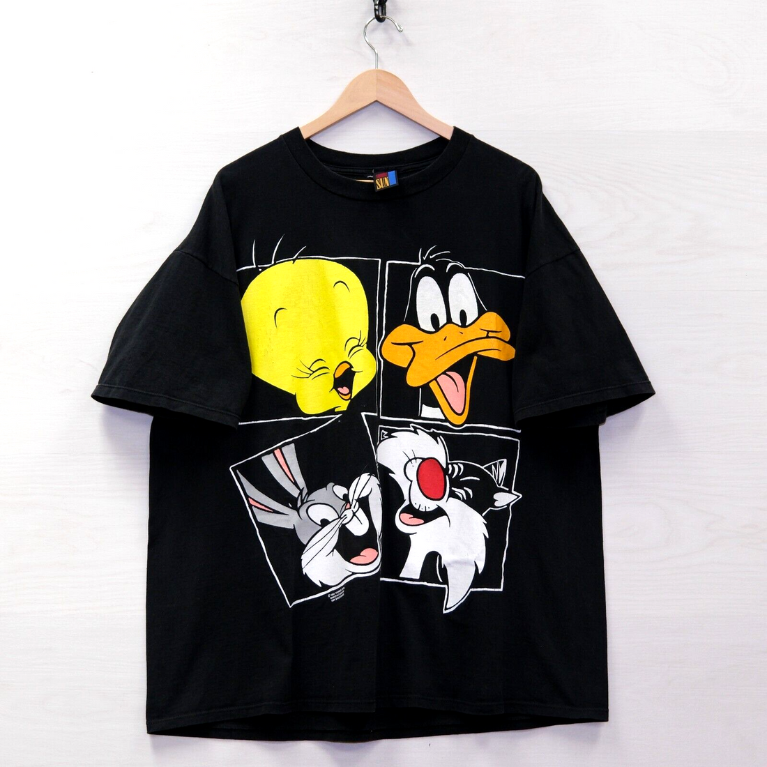Vintage Bugs Bunny Tweety Looney Tunes T-Shirt Size 3XL Black 1993 90s