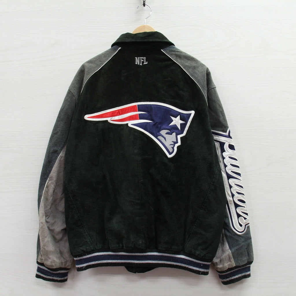 Vintage NFL - New England 'Patriots' Zip-Up Leather Jacket 1990's Large