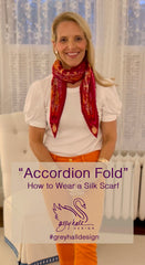 Accordion fold silk scarf - how to wear a silk scarf - Grey Hall Design